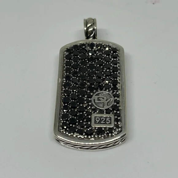 David Yurman dog tag pendent with black diamonds - Picture 6 of 7